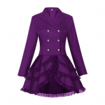 Moteri&scaron;kas dvieilis Viktorijos laikų Steampunk &scaron;varkas-paltas goti&scaron;kas smokingas frakas &scaron;varkas su nėriniuotu kra&scaron;tu Helovino vestuvių uniformos kostiumas 2XL violetinė