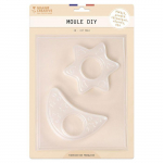 Moule thermoform&eacute; en PVC - Multicolore - 2 bougeoirs - &Eacute;toile et lune - Pour bougie, savon, pl&acirc;tre skaidri