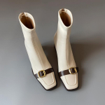 Madingi Vintažiniai Stori Kulniukai Moteri&scaron;ki Ankle Boots Madinga Sagtis Moteri&scaron;ki Elastingi Slim Trumpiki Ruduo Žiema Moteri&scaron;ki Batai 38 juoda