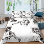 Saksofono antklodės užvalkalų rinkinys Besisukantys muzikos garsai Patalynės rinkinys Muzikos instrumentas Retro Džiazo muzikos tema Viengulis antklodės užvalkalas vaikams EU single(135x200cm)