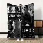 KAR&Scaron;TAS Dainininkas Y-Yungblud Mesti Flanelinis Pūkuotas Mink&scaron;tas Antklodė &Scaron;ilta Odai Draugi&scaron;ka Mesti Ant Sofos Lovos Biuro Poilsio Žiema 30x40in gray