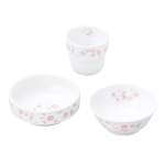 OGISO Armuotos porceliano indų rinkinys ir mikrobangų krosnelė Sarasa Pink [Oficialus] 3 dalių (Saugu plauti indaplovėje) RINKINYS-0057 white