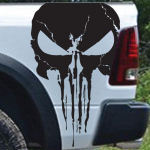 Kaukolė Grunge Dažų Ta&scaron;keliai Sunkvežimio Pikapo Automobilio Lipdukas Decal Variklio Dangtis &Scaron;oninės Durys Galinis Dangtis Buferis SUV JDM 4x4 Beasmenis Vinilo Dekoracija 56cmhighx35cmwide oranžinė