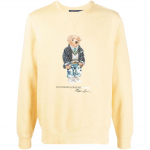 Polo Ralph Lauren Ss22 Animacinių Gyvūnų Ra&scaron;to Spausdintas Apvalia Kaklo Laisvas Atsitiktinis Ilgomis Rankovėmis Džemperis Vyri&scaron;kas džemperis Geltonas 710853308-012 XS
