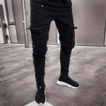Vyri&scaron;ki džinsai Kasdieniai Skinny Stretch Slim Fit Pencil Kelnės Juodos Kelnės Džinsinės kelnės 3XL juoda
