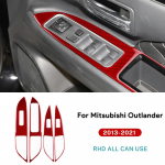 Skirta Mitsubishi Outlander 2013- Tikras mink&scaron;tas anglies pluo&scaron;to lipdukas LHD RHD Automobilio lango pakėlimo mygtukų skydelis Interjero aksesuarai For RHD Red Carbon