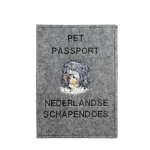 Schapendoes, Dutch Sheepdog, Nederlandse Schapendoes - Dog passport case, document case, gift for the traveller from the Art-Dog brand pilka spalva
