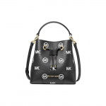 Michael Kors MK Mercer Oda su įspaustu logotipu Kibiro formos rankinė Moteri&scaron;kos rankinės Juoda 35F3GM9M1L-001 Black,Basic Set (Bag+Dust Bag)