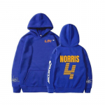 Mclaren F1 Hoodis Lando Norris 4 raidžių spaudinys Vyri&scaron;kas ir moteri&scaron;kas džemperis Rudens/žiemos Laisvalaikio Mados Gatvės Didelis Hoodis L &scaron;viesiai mėlyna spalva