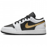 Jordan Vaikams Air Jordan 1 Low Krep&scaron;inio Batai Balti Juodi Metalizuoto Aukso 553560-172 36