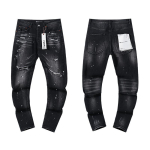 LUXEON Vyri&scaron;ki Dėmėti Dažais Plė&scaron;yti Slim Fit Vyri&scaron;ki Džinsai Su Ženkleliu Tamprios Retro Auk&scaron;čiausios Klasės Vyri&scaron;kos Kelnės 38 black