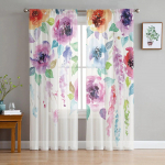 Akvarelės tapyba Augalas Gėlė Permatomos užuolaidos miegamajam svetainei Voile langų užuolaidos Tiulio užuolaidos vaikų kambariui 135W x 114H(cm)