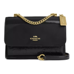 Coach Klare 22 Plok&scaron;telė Spaudžiamas Atvartas Lygios Odos Ir Lakiruotos Odos Peties Crossbody Rankinė Mažos Moteri&scaron;kos Rankinės Juoda CV397-IMBLK Basic Set (Bag+Dust Bag) black