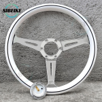 JDM Universalus 14 colių Baltas Vairas Klasikinis Lenktyninis Sportinis Vairas Automobilio Aksesuarai Chrome spoke