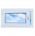 PVC langas baltas 70x40 KAIRĖ, naujas 700x400 mm atverčiamas ir atidaromas RU dvigubo stiklo