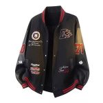 Tide Prekės ženklo AC Milan Siuvinėtas Odinėmis Rankovėmis Universalus Beisbolo Striukė 2XL black