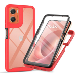 Dėklas Moto G06, su integruota ekrano apsauga + permatomas galinis dangtelis raudona
