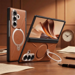 TORRAS odinis dėklas Samsung Z Fold 8 ULTRA laikikliu Galinio dangtelio dėklas SAMSUNG Z FOLD 8 Ultra 1PC&For Z Fold 8 Ultra ruda