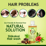 Shikakai plaukų ploviklis 500 ml x 2 &ndash; Ajurvedinis plaukų valiklis su Shikakai, Amla, Reetha ir Bhringraj plaukų slinkimui kontroliuoti, giluminiam valymui ir sveikiems plaukams yellow