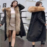 Žieminė striukė moteri&scaron;ka parka, stora, &scaron;ilta, su kailio pamu&scaron;alu, ilga parka moteri&scaron;ka, dirbtinis kailis, nusegamas dirbtinis kailis, paltas su gobtuvu, 5XL M gray