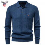 Gant 2026 Ruduo/Žiema Siuvinėtas Vilnonis Ilgomis Rankovėmis POLO &Scaron;velnus ir &Scaron;iltas Megztinis Verslo ir Laisvalaikio Vyri&scaron;kas Polo Megztinis XL black