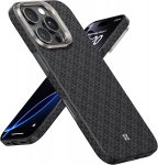 BENKS dėklas iPhone 16 Pro Max, su Magsafe, ArmorAir ArmorGrid Ultra Pagamintas i&scaron; Dupont Kevlar aramidinio pluo&scaron;to, skirtas iPhone 16 Pro Carbon Fiber&iPhone 16 Pro juoda