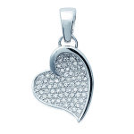 Les Tr&eacute;sors De Lily [B9827] - Pendentif Argent 'Love Diamonds' Blanc argent&eacute; (rhodi&eacute;) - 19x21 mm