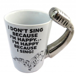 Les Tr&eacute;sors De Lily [P4179] - Mug c&eacute;ramique 'Musicology' blanc argent&eacute; (Micro) - 13. 5x12. 5 cm