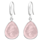 Les Tr&eacute;sors De Lily [R1046] - Boucles d'oreilles argent artisanales 'Mineralia' quartz rose argent&eacute; - 18x14 mm