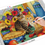Pilno kvadrato deimantų tapyba Katės pomėgiai ir amatai Deimantiniai siuvinėjimai Animaciniai filmai Mozaika Gyvūnų Helovino dekoracijos Full Round (20X30CM)