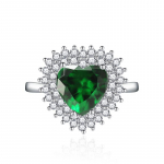 BELLA BOX Classic Love Heart atidaromi keičiamo dydžio žiedai moterims, cirkonio sužadėtuvių vakarėliui, puiki papuo&scaron;alų dovana Adjustable Opening žalia