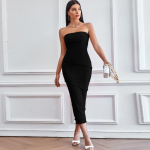 Seksuali paplūdimio suknelė be petne&scaron;ėlių moteri&scaron;ka laisvalaikio mada Eleganti&scaron;ka Bodycon vasaros ilga suknelė vakarėliui Y2k Moteri&scaron;ki drabužiai be rankovių 25093 S juoda