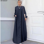 Mygtukas priekyje Kaftan chalatas ilgomis rankovėmis mar&scaron;kiniai ki&scaron;eniniai moteri&scaron;ki maxi suknelė chalatai Artimųjų Rytų modeliai musulmoni&scaron;ko stiliaus Kukli drabužiai ruduo 5XL