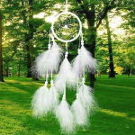 Attrape-R&ecirc;ve perles et Plumes Blanches Capteur Dream catcher