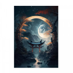 Senovės peizažas Mėnulis Naktis Siurrealizmas Menas Drobė Tapyba Sienų Pop Plakatas ir spaudiniai Fantazijos vartai &Scaron;iuolaikiniai gyvenamasis kambarys Miegamasis Namų nuotraukos Dekoras 20x30cm No Frame balta