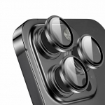 Fashion Camera Protector Metal Lens Ring Stiklas, skirtas IPhone 15Pro Max 13 14 11 12 Pro Lens Glass Smūgiams atsparus dangtelis For iPhone 15(2PCS) juoda