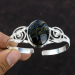 Pietersite apyrankė 925 Sterlingo sidabro rankogalių apyrankė Rankų darbo papuo&scaron;alai Reguliuojama apyrankė brangakmenių rankogalių apyrankė Dovana moterims Eleganti&scaron;ki papuo&scaron;alai