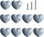 Keraminės stalčiaus rankenėlės &Scaron;irdies formos spintelės komodos traukiamos rankenos su 3 dydžių varžtais, virtuvės baldų rankenėlės spintelei 6pcs pilka