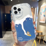 Cream Wave lenktas silikoninis blizgus mink&scaron;tas dėklas Mielas banglenčių me&scaron;kiukas su spausdintu apvalkalu mobiliojo telefono galinis dangtelis skirtas iPhone Samsung Xiaomi iPhone 6