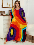 EDOLYNSA Plus Size Bohemijos ra&scaron;tais puo&scaron;ta V formos i&scaron;kirptė pra&scaron;matni moteri&scaron;ka suknelė Kaftan atostogų maudymosi kostiumėlis, pridengtas namų chalatas, poilsio apranga Moo Moo suknelė One Size įvairiaspalvis