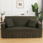 Labai elastingas, tamprus pagalvėlė sofos užvalkalas su sijonu Seersucker sofos užvalkalas Lengvai montuojamas baldų apsaugas 4-seater 235-300cm