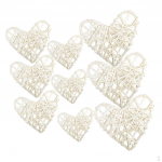 9 Pcs Mixed Heart Rattan Wicker Balls Ball crafts Ratta - White