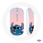 Souris Sans Fil Stitch le Nez en l'air fond rose