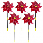 5 vnt Pinwheels Sparkly Reflective PET Bird Repeller Sparkly Pinwheel Windmill Garden raudona