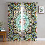 Marokieti&scaron;ki geometriniai langų užuolaidos tiulis svetainei, miegamajam, virtuvės langų apdaila, dekoracijos, užuolaidos W135 x H114cm