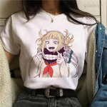Japonijos anime &bdquo;My Hero Academia&ldquo; grafiniai mar&scaron;kinėliai &bdquo;Crew Neck Fashion&ldquo; trumpomis rankovėmis, kasdieniai &bdquo;Crew Neck&ldquo; didelio dydžio mar&scaron;kinėliai moterims 4XL
