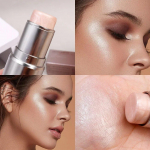 4 spalvų Shimmer Highlighter Stick Blush Stick makiažas Veidas Kūno ap&scaron;vietimas Kosmetika Veido kontūras Pary&scaron;kina makiažą &scaron;ampanas
