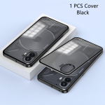 Atsparus smūgiams telefono dėklas už nieką Telefonas 2 Aliuminio lydinio metalinis rėmas + akrilo galinis dangtelis, skirtas niekam Phone2 Phone 2 Nothing Phone 2 juoda