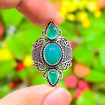 Natural Green Onyx Gemstone Handmade 925 Sterling Silver Ring Size 9.5 j8n45