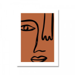 Abstract Line Face Gallery Meno plakatas Smėlio spalvos juodas drobės tapyba Madingi Boho paveikslai Kambario sienų dekoras Interjeras Namų apdaila 21x30cm No Framed